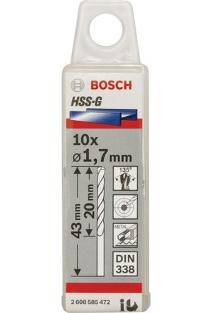 HSS-G Metal Matkap Ucu 1,7*43 mm 10lu Yedek Parça, Aksesuar ve Bakım Onarım Hizmeti