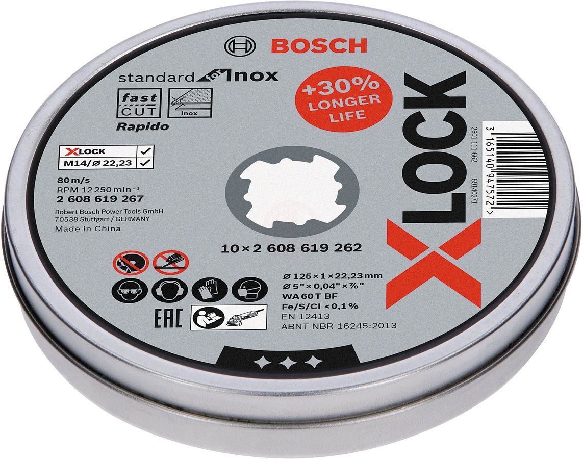 X-LOCK SDInoxRKesmeTaşı 125*1mm Düz 10lu Yedek Parça, Aksesuar ve Bakım Onarım Hizmeti