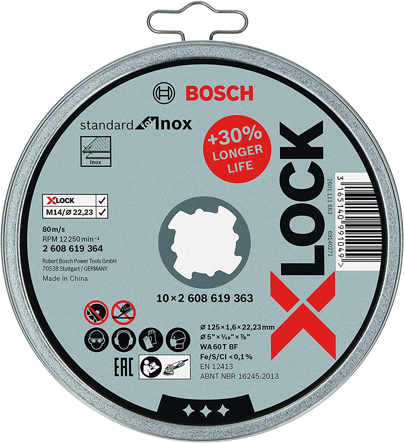 X-LOCK SD Inox KesmeTaşı 125x1.6mm Düz 10lu Yedek Parça, Aksesuar ve Bakım Onarım Hizmeti