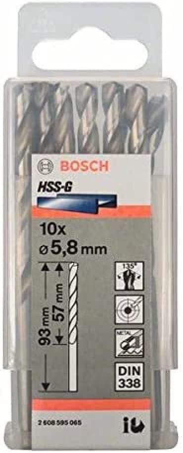 HSS-G Metal Matkap Ucu 5,8*93 mm 10lu Yedek Parça, Aksesuar ve Bakım Onarım Hizmeti