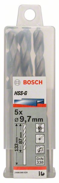 HSS-G Metal Matkap Ucu 9,7*133 mm 5li Yedek Parça, Aksesuar ve Bakım Onarım Hizmeti
