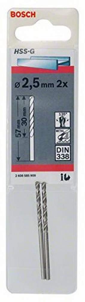 HSS-G Metal Matkap Ucu 2,5*57 mm 2li Yedek Parça, Aksesuar ve Bakım Onarım Hizmeti
