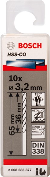 HSS-Co Metal Matkap Ucu 3,2*65 mm 10lu Yedek Parça, Aksesuar ve Bakım Onarım Hizmeti