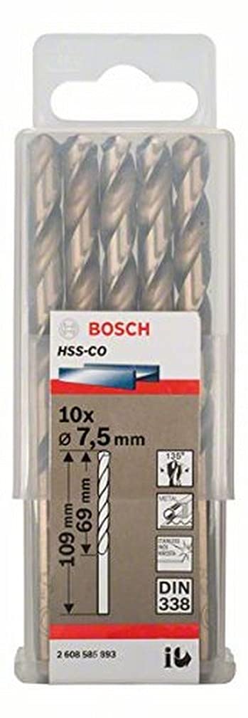 HSS-Co Metal Matkap Ucu 7,5*109 mm 10lu Yedek Parça, Aksesuar ve Bakım Onarım Hizmeti