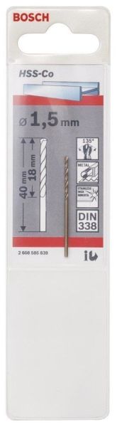HSS-Co Metal Matkap Ucu 1,5*40 mm 1li Yedek Parça, Aksesuar ve Bakım Onarım Hizmeti