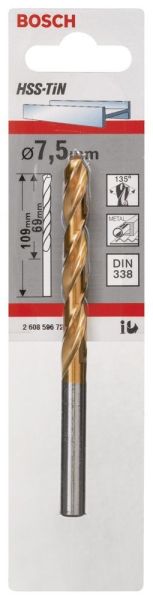 HSS-TiN Metal Matkap Ucu 7,5*109 mm 1li Yedek Parça, Aksesuar ve Bakım Onarım Hizmeti