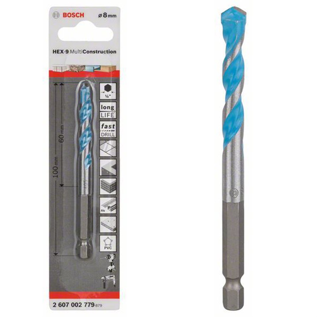 HEX-9 MC Çok Amaçlı Matkap Ucu 8*100mm Yedek Parça, Aksesuar ve Bakım Onarım Hizmeti