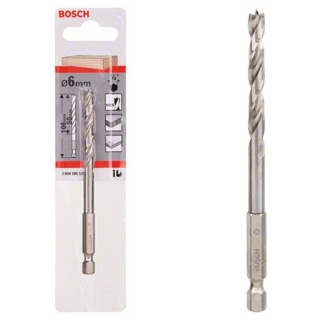 HEX Şaftlı Ahşap Matkap Ucu 6*106 mm Yedek Parça, Aksesuar ve Bakım Onarım Hizmeti
