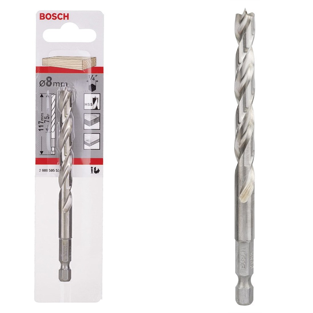HEX Şaftlı Ahşap Matkap Ucu 8*117 mm Yedek Parça, Aksesuar ve Bakım Onarım Hizmeti