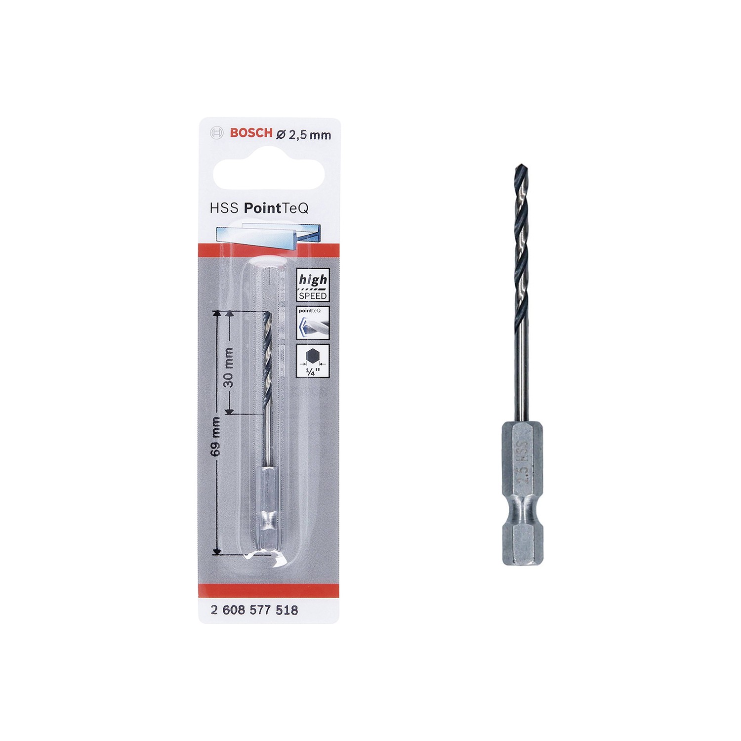 HSSPointTeQ HEX Metal Matkap Ucu 2.5mm Yedek Parça, Aksesuar ve Bakım Onarım Hizmeti