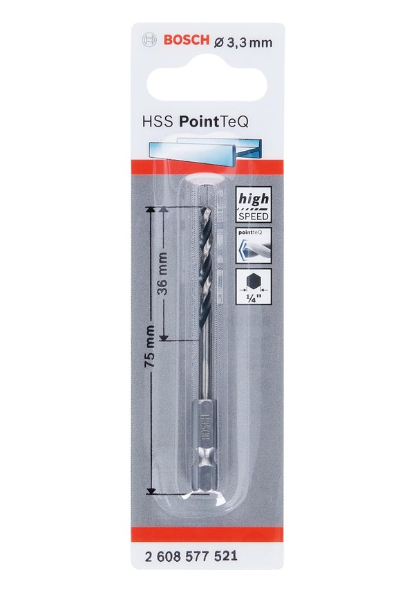 HSSPointTeQ HEX Metal Matkap Ucu 3.3mm Yedek Parça, Aksesuar ve Bakım Onarım Hizmeti