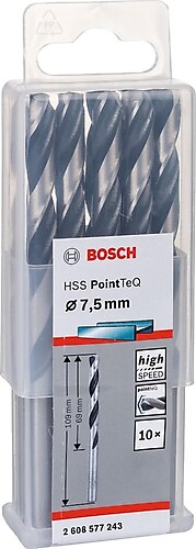 HSSPointTeQ Metal Matkap Ucu 7,5mm 10lu Yedek Parça, Aksesuar ve Bakım Onarım Hizmeti