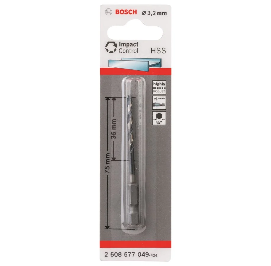 ImpactC HEX Metal Matkap Ucu 3,2*75 mm Yedek Parça, Aksesuar ve Bakım Onarım Hizmeti