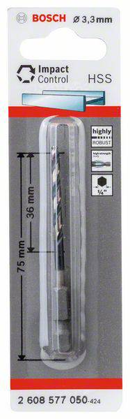 ImpactC HEX Metal Matkap Ucu 3,3*75 mm Yedek Parça, Aksesuar ve Bakım Onarım Hizmeti