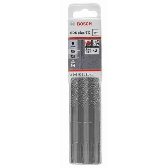 SDS-Plus-7X Kırıcı Delici Ucu 8*265mm 10lu Yedek Parça, Aksesuar ve Bakım Onarım Hizmeti