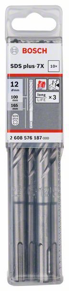 SDS-Plus-7X Kırıcı Delici Ucu 12*165mm 10lu Yedek Parça, Aksesuar ve Bakım Onarım Hizmeti